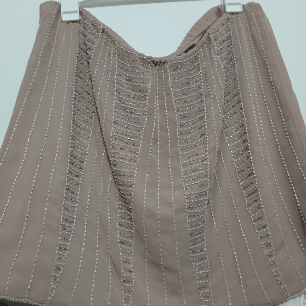 Lauren Conrad Beige A-Line Skirt with Silver Accents Beads
